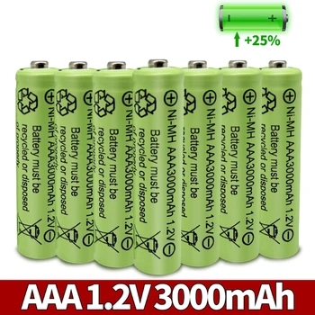 1-20pcs AAA 3000mAh 3A 1,2 V Ni-MH rumena baterija za ponovno polnjenje celic za MP3 Igrače RC led svetilka svetilka