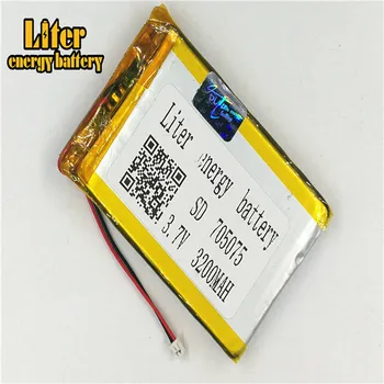 1.25 MM 2pin priključek 3,7 V 705075 3200mah e-knjige, GPS PDA lipo litij-polimer baterija litij ionska baterija