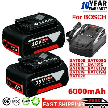 18V Akumulator 6.0 Ah za Bosch Električni Vrtalnik 18V Polnilna Litij-ionska Baterija BAT609 BAT609G BAT618 BAT618G BAT614 Polnilnik