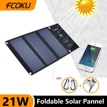 21W Zložljive Sončne celice, Prenosni Hitro Polnjenje 2-Vrata USB Nepremočljiva Kampiranje solarnimi Prostem Mobilnega Telefona, Baterije