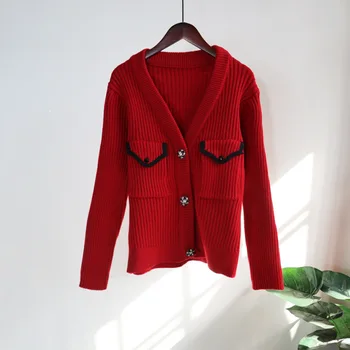 Brezrokavniki Jeseni in pozimi leta 2023 novi korejski trdna ohlapno pleteno jopico žensko temperament design pulover plašč moda vrhovi