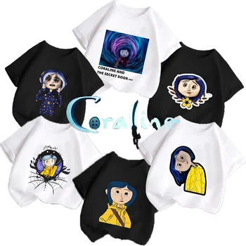 Coraline & Skrivnost Vrat T-Shirt Fant Dekleta, Otroci Risanka Tiskanja Tees Otrok Baby Vrhovi Oblačila TShirt otroška Oblačila