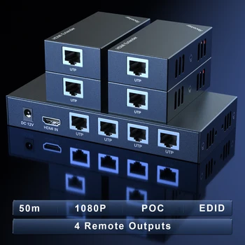 HDMI Podaljšek za Ločevanje Matrika Polje 1 Do 4 Oddajnik Sprejemnik segajo do 164Ft/50m HDMI Za RJ45 UTP POC & EDID Za Prenosni RAČUNALNIK