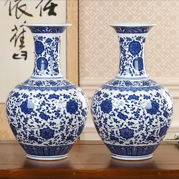 Jingdezhen Keramične Vaze Okraski Okraski Obrti Doma Dnevna Soba Cvetlični Aranžma Modro Beli Porcelan, Pribor Dekor