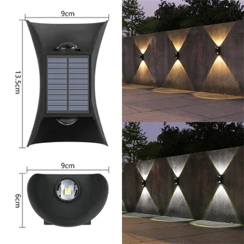 LED Solar Wall Lučka na Prostem Nepremočljiva Sončno energijo Svetlobe NAVZGOR in Navzdol Osvetlitev Doma Vrt Verandi Dvorišče Dekoracijo