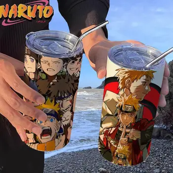 Naruto, Naruto Uzumaki 420Ml Termovko Pokal s Slamo Vode Pokal Prenosni iz Nerjavečega Jekla, Izolacija Trajno Ustvarjalno Prijatelji Darilo