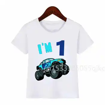 Nove Številke 1-10 Otroci Pojdi Kart T Shirt Tovornjak Vrh Otroci Fashion Majica Za Rojstni Dan Majica Cool Offroad Majica S Kratkimi Rokavi