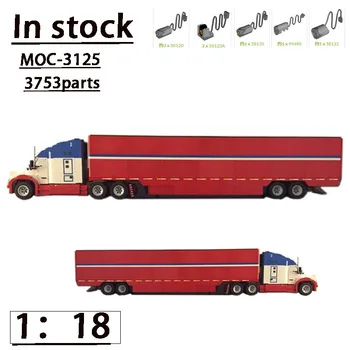 Pol Tovornjak MOC-3125&MOC-4185 Rdeče Hladilniku Pol Tovornjak Priklopnika 1:18 Sestavljeni Preplete Buildingblockmodel Otroci Birthdaytoygift