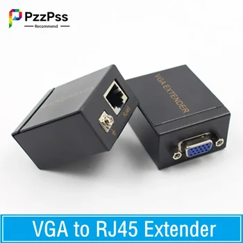 PzzPss 1 Par Sprejemnik Oddajnik VGA priključek RJ45 Extender Repeater za Cat5e/6 do 60M VGA, UTP PC Prenosni Računalnik in Projektor