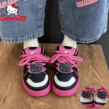 Sanrio Hello Kitty Čevlji Ženske Superge Modno Razkošje Vsestranski Design Platforma Čevlji Dekle Korejski Debel Edini Šport, Odbor Za Čevlje