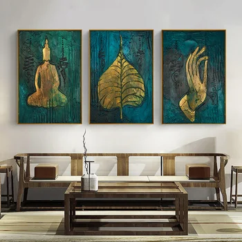 Tajski Buda Slikarstvo Jugovzhodne Azije Slog Stenske Plakate, Indija, Bergamot Lotus Joga Buda Platno Natisne Dnevna Soba Dekor