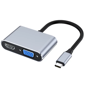 USB C Na VGA Multiport Adapter 4K Tip C USB-C HUB Video Projektorji Pretvorniki Port Adapter Za Pro