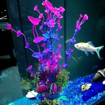 Vijoličen Cvet Umetno Ponaredek Plastike Rastlinskega Umetno Akvarij Rastlin Fish Tank Pribor Dekoracijo Ornament Podvodnih Rastlin