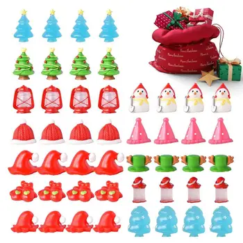 Mini Božič Figurice 48pcs Majhnimi Okraski Figurice Smolo Miniaturni Snežaka Borovih Santa Pravljice Vrt Božični Adventni